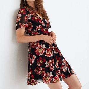 Madewell floral print black mini dress